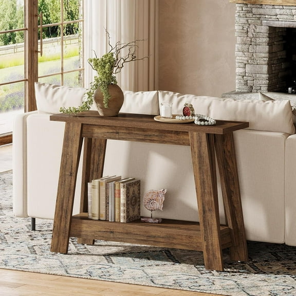 Tribesigns 41.3" Farmhouse Console Table, 2-Tier Wooden Entryway Table with Storage