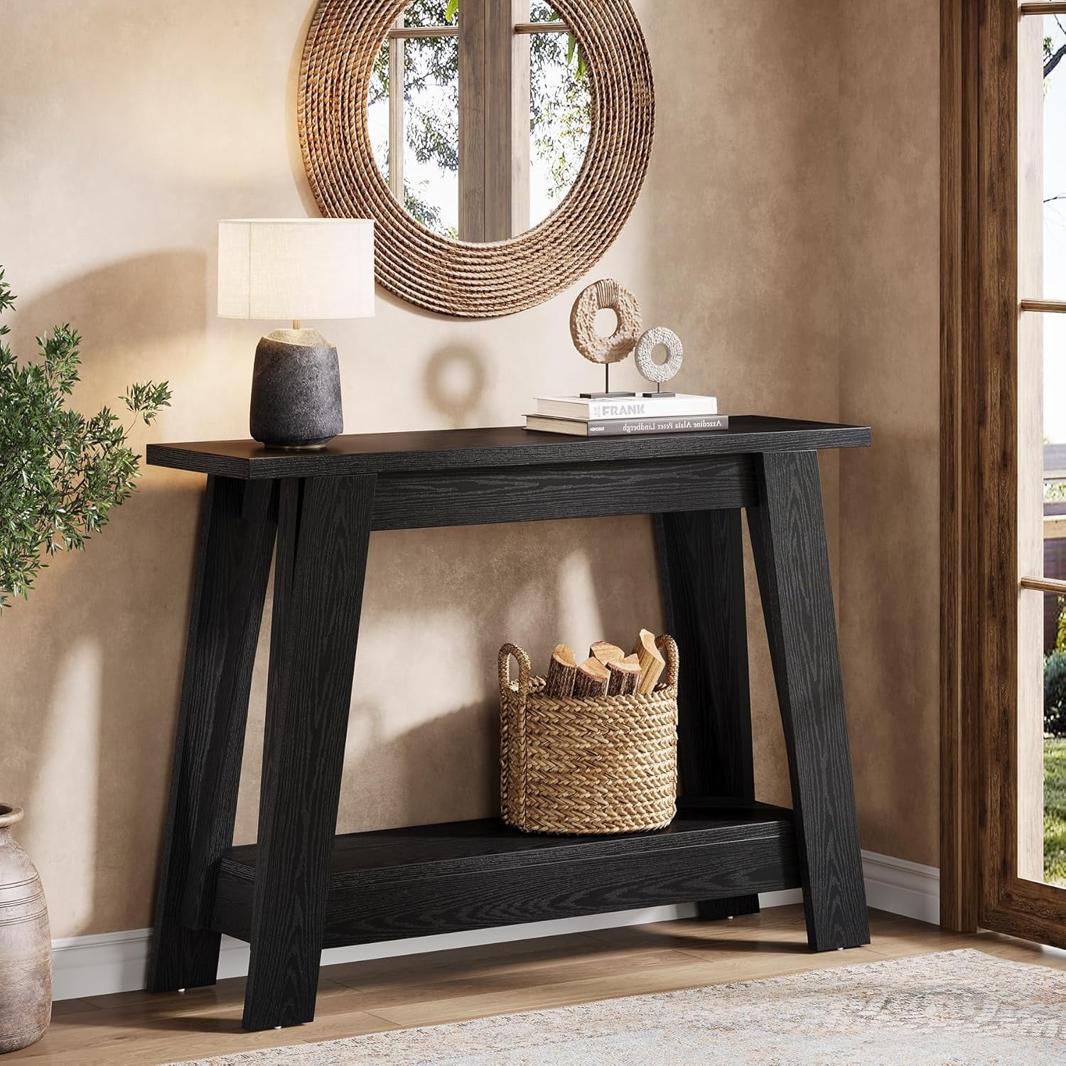 Tribesigns 41.3" Farmhouse Console Table, 2-Tier Wooden Entryway Table with Storage