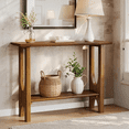 thumbnail image 1 of Tribesigns 41.3-Inch Console Table with Solid Wood Legs, Mid-Century 2-Tier Sofa Table with Storage for Hallway, Entrance, Foyer, 1 of 7