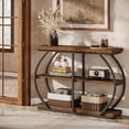 thumbnail image 1 of Tribesigns 41.3" Industrial Console Table: 3-Tier, Arched Metal Frame, Entryway Table with Storage Shelves, Rustic Brown & Black, 1 of 7