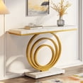thumbnail image 1 of Tribesigns 41 Inch White Console Table with Gold Ring Base, Modern Entryway Sofa Table Narrow Long, Geometric Contemporary Accent Table for Living Room, Entryway, Hallway, Entrance, Faux Marble White, 1 of 8