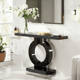thumbnail image 1 of Tribesigns 43-Inch Mirrored Console Table with O-Shaped Base, Modern Entryway Glass Sofa Table, Rectangle Table for Living Room Hallway Entrance (Black), 1 of 7