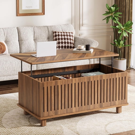 Tribesigns 43" Lift Top Coffee Table with Spacious Vertical Louver Hollowing Storage Bin