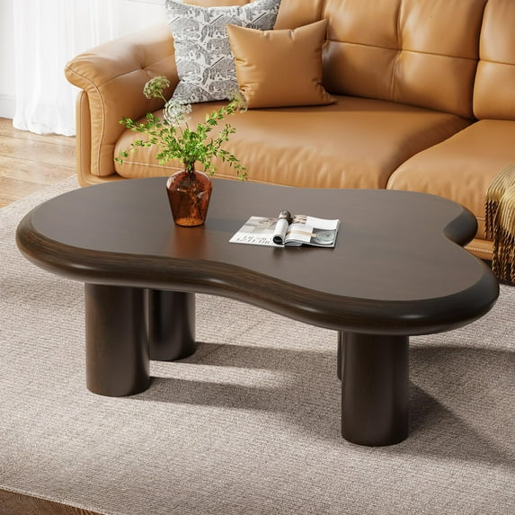 Tribesigns 46.4" Cloud Coffee Table, Modern Center Tea Table with 4 Legs for Living Room (Brown)