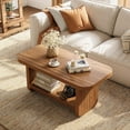thumbnail image 1 of Tribesigns 47.2" Coffee Table, 2-Tier Coffee Table with Storage, Safe Rounded Corners for Living Room, Bedroom, Brown, 1 of 7