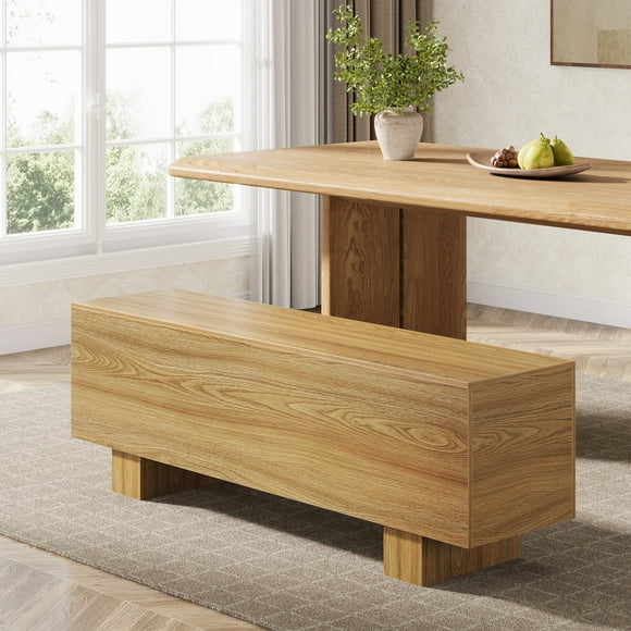 Tribesigns 47.2" Wooden Dining Bench, Farmhouse Indoor Kitchen Table Bench, Easy Assembly (Rustic Brown)