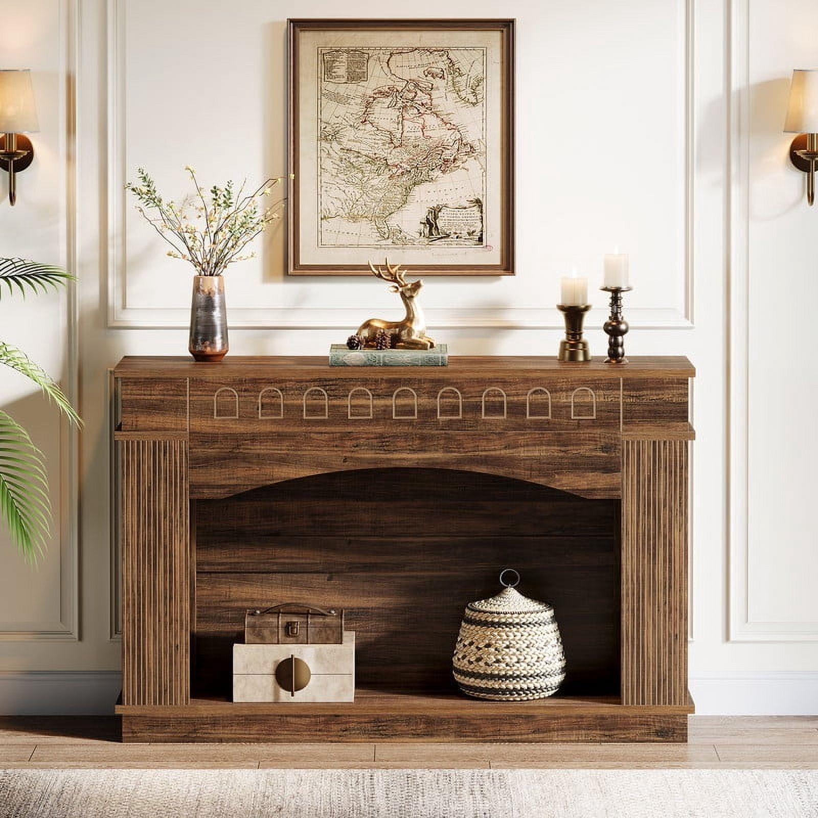 Tribesigns 47.24 Inch Console Table with Elegant Pattern, 2-Tier ...