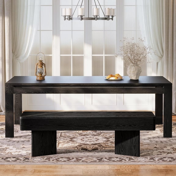 Tribesigns 47.24" Modern Black Dining Bench for Dining Room, Living Room, Entryway