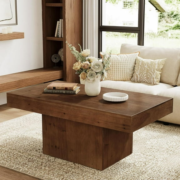 Tribesigns 47.24-inch Solid Wood Coffee Table, Mid Century Modern Rectangle Center Cocktail Table for Living Room