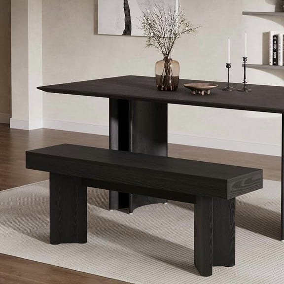 Tribesigns 47" Farmhouse Dining Bench, Kitchen Table Bench with Sturdy Frame for Dining Room, Kitchen, Living Room, Black