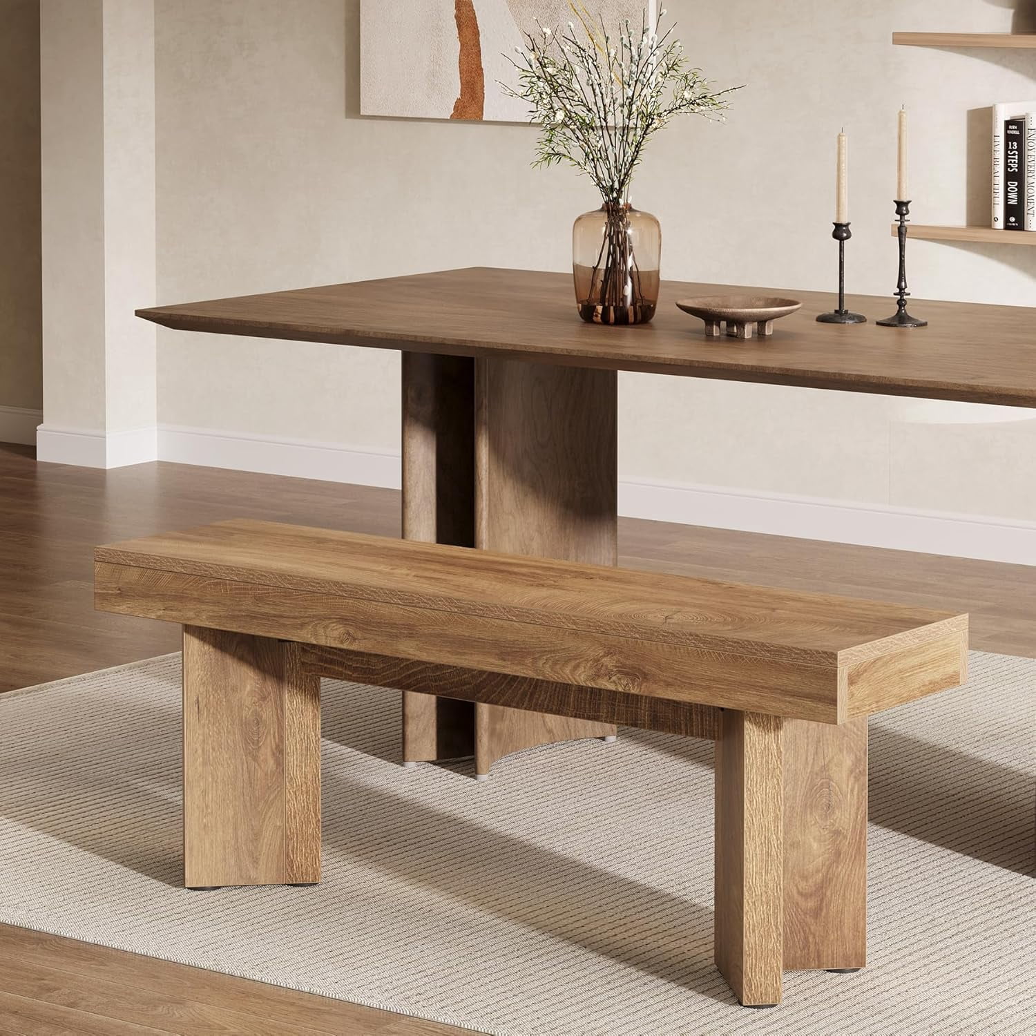 Tribesigns 47" Farmhouse Dining Bench, Kitchen Table Bench with Sturdy ...