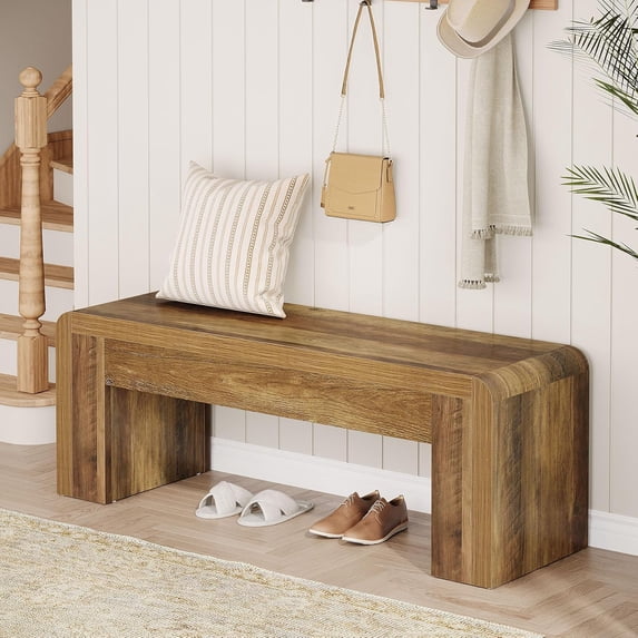 Tribesigns 47" Farmhouse Entryway Bench, Engineered Wood Shoe Bench with Heavy-Duty Legs, Perfect for Bedroom, Hallway, or Living Room
