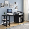 thumbnail image 1 of Tribesigns Adult Collection Reversible Book Shelves Space Saving Writing Desk, Black, 1 of 7