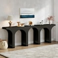 thumbnail image 1 of Finmind 47-Inch Console Table Set of 2, Wood Entryway Sofa Table with Arched Base, Modern Narrow Hallway & Foyer Accent Table, Black, 1 of 8