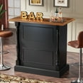 thumbnail image 1 of Tribesigns 47 Inch Home Bar Unit, Wood Liquor Bar Table with 3-Tier Storage Shelves and Wine Glasses Holder, 1 of 7