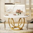 thumbnail image 1 of Tribesigns 47-Inch Modern Round Dining Table for 4, White Kitchen Table with Golden Metal Base for Kitchen, Dining Room, Café (White and Gold)f, 1 of 6