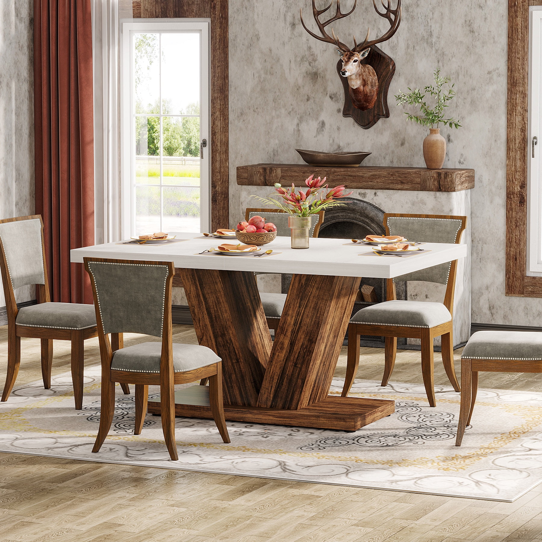 Tribesigns 47-Inch Rectangular Dining Table for 4 to 6 People,Mid ...