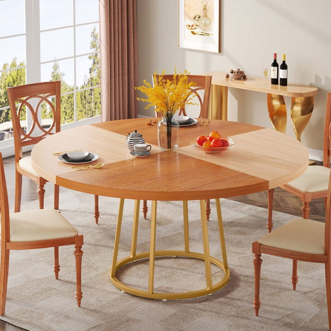 Tribesigns Modern 47-Inch Round Dining Table, Seats 4, Faux Marble Top ...