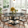 thumbnail image 1 of Tribesigns 47 Inches Round Dining Table for 4 People, Kitchen Tables Dinner Table with 2-Tier Storage Shelves (Only Table), 1 of 5