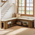 thumbnail image 1 of Tribesigns 47" L-Shaped Corner Bench with Cushion, Farmhouse Breakfast Nook Bench, Wood Storage Bench for Kitchen, Dining Room & Entryway, Rustic Brown, 1 of 7