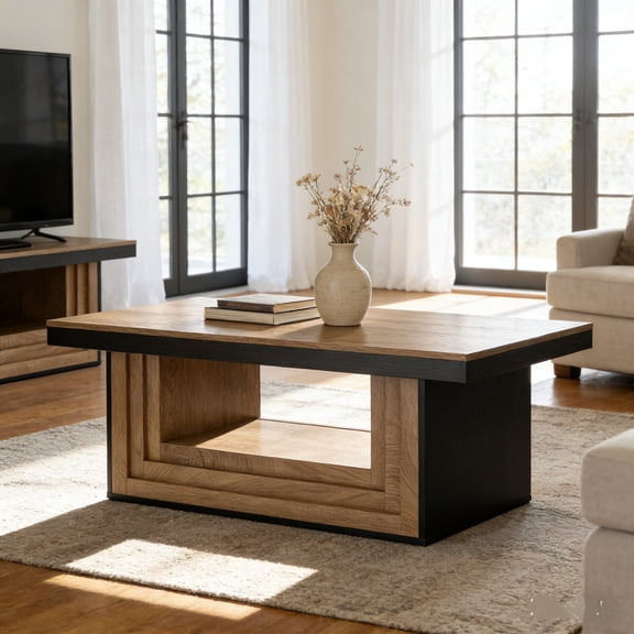 Tribesigns 47" Modern Coffee Table With Open Shelf