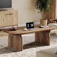 thumbnail image 1 of Finmind 47" Rectangle Coffee Table, Farmhouse Wood Center Table with Rounded Corners & Sturdy Base for Living Room, Brown, 1 of 8