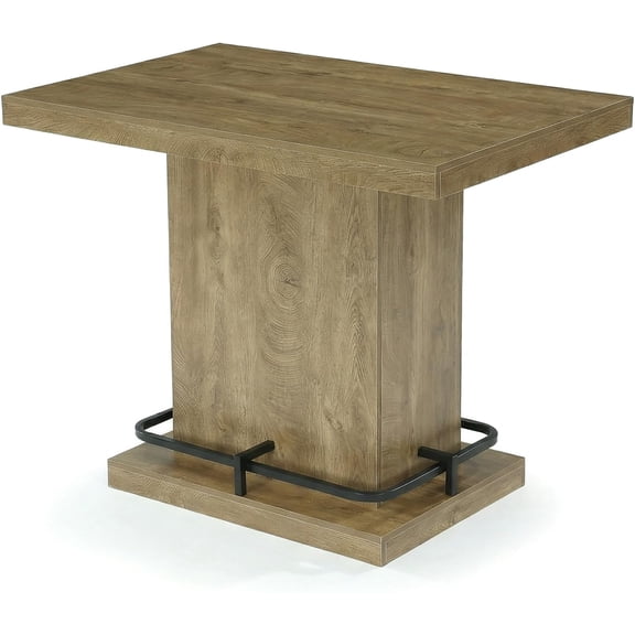 Tribesigns 47" Rectangular Bar Table, Wooden Bistro Pub Table with Metal Footrest, Industrial Counter Height Bar Table for Small Bar