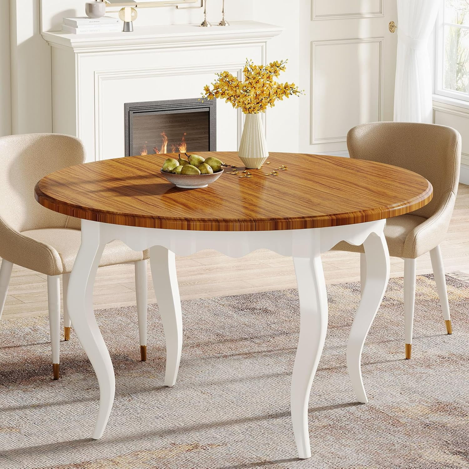 47 Inch Farmhouse Dining Table For 6 47\" Round Dining Table ...