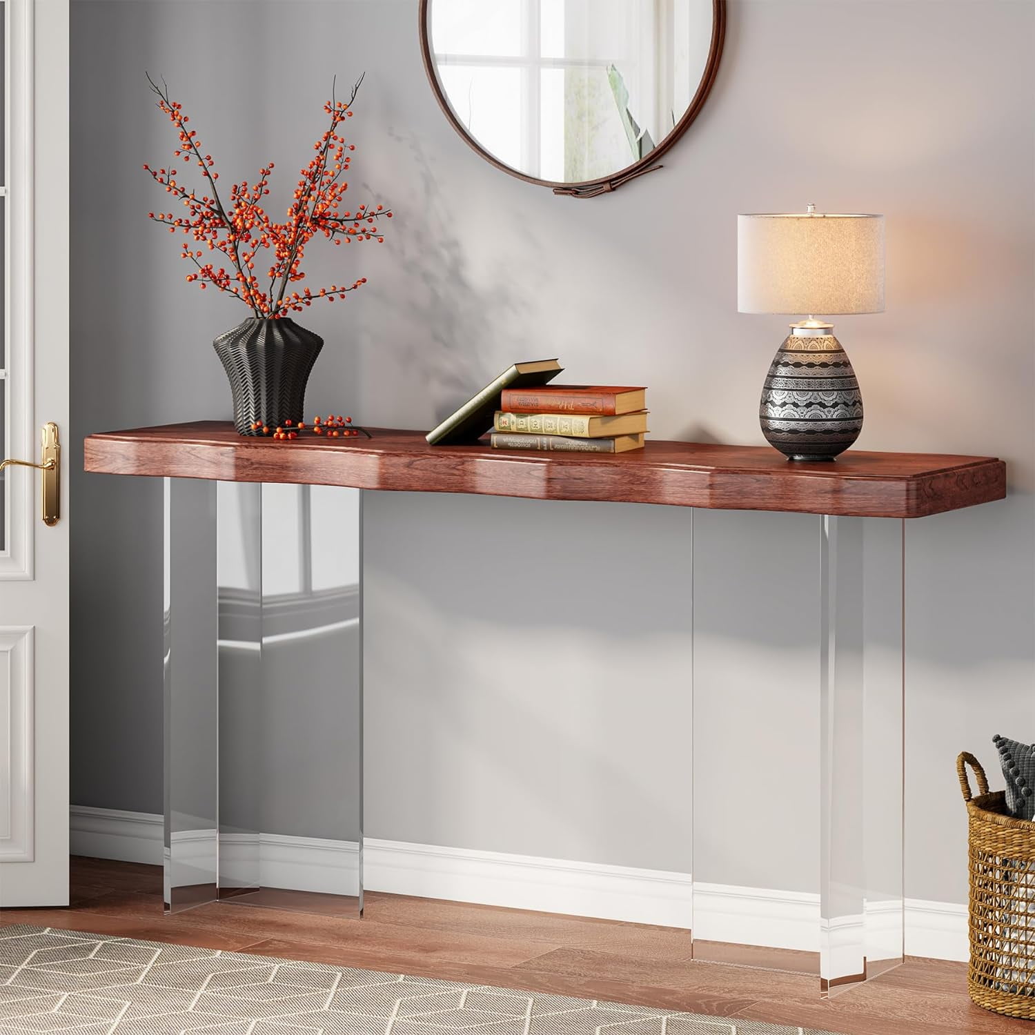 Tribesigns 47" Sofa Table with Acrylic Legs, Narrow Console Tables Modern Levitate Hallway