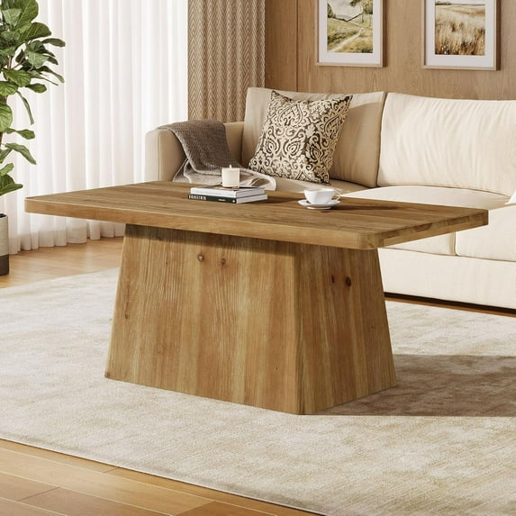 Tribesigns 47" Solid Wood Coffee Table with Stable Pedestal