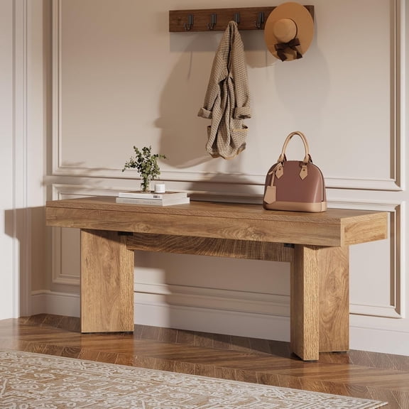 Tribesigns 47 inch Wooden Entryway Bench, Farmhouse Indoor End of Bed Bench, Long Table Benches Seat for Bedroom, Hallway, Foyer, End of Bed (Rustic Brown)