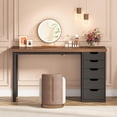 thumbnail image 1 of Tribesigns 47 inches Vanity Desk with 5 Drawers, Makeup Vanity Table Dressing Table with Storage, Modern Simple Computer Desk, Brown & Black, 1 of 6