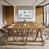 Tribesigns 5.3ft Conference Table, Rectangular Conference Room Table, Farmhouse Meeting Table for Office, Rustic Brown (4)