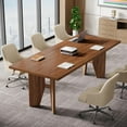 thumbnail image 1 of Tribesigns 5.3ft Conference Table for 4-6 People, Rectangular Conference Room Table, Large Wooden Meeting Table for Office, Brown, 1 of 5