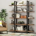 thumbnail image 1 of Tribesigns 5 Shelves Bookshelf, Vintage Industrial Style Bookcase 72 H x 12 W x 47L Inches, Wood and Metal, Brown, 1 of 7