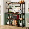 thumbnail image 1 of Tribesigns 5-Tier Bakers Rack: 55" Wide Kitchen Storage Shelf, Microwave Stand with Metal Frame, Coffee Bar Station with 11 Hooks, Rustic Brown, 1 of 7