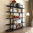 thumbnail image 1 of Tribesigns 5-Tier Bookshelf, Industrial Wood Bookcase 72 H x 12 W x 47L inches, Black, 1 of 7