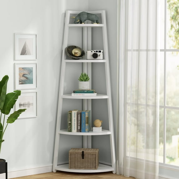 Tribesigns 5 Tier Corner Bookshelf, 70 inch Tall Corner Ladder Shelf, Industrial Plant Stand for Living Room, Bethroom, Kitchen