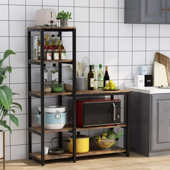 Tribesigns 5-Tier Kitchen Bakers Rack with Utility Storage Shelf, Freestanding Microwave Oven Stand Kitchen Spice Rack Shelf Organizer