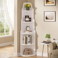 thumbnail image 1 of Tribesigns 5-Tier White Corner Shelf, 68.9-Inch Tall Modern Corner Bookcase, Free Standing Small Display Storage Rack for Living Room, Home Office, Kitchen, Small Space, 1 of 5