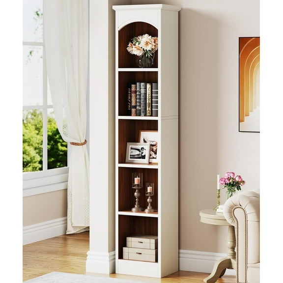 Tribesigns 5 Tiers Corner Bookshelf, 70.9" Display Storage Bookcases for Living Room, Bedroom, White