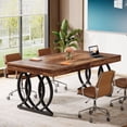 thumbnail image 1 of Tribesigns 5 ft Conference Table for 4 to 6, 63-inch Rectangle Meeting Table Modern Computer Desk with Metal Base, Rustic Brown and Black, 1 of 9