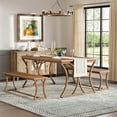 thumbnail image 1 of Tribesigns 51-Inch Dining Table Set with 2 Benches & Table Runner, Dining Room Table Set for 4-6, 1 of 6