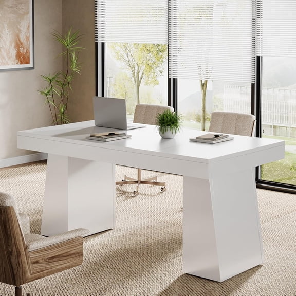 Tribesigns 55.1" Conference Table for 4-6 People, Modern Meeting Table with Thick Tabletop