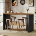 thumbnail image 1 of Tribesigns 55.12-Inch Bar Table, Home Bar Unit with a Faux Marble Finished Tabletop, Modern Freestanding Mini Bar for Home Kitchen, Living Room, Balcony, Basement, Walnut & White, 1 of 8
