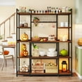 thumbnail image 1 of Tribesigns 55" Bakers Rack, Large Kitchen Hutch Microwave Stand with Storage, Rustic Brown & Black, 1 of 8