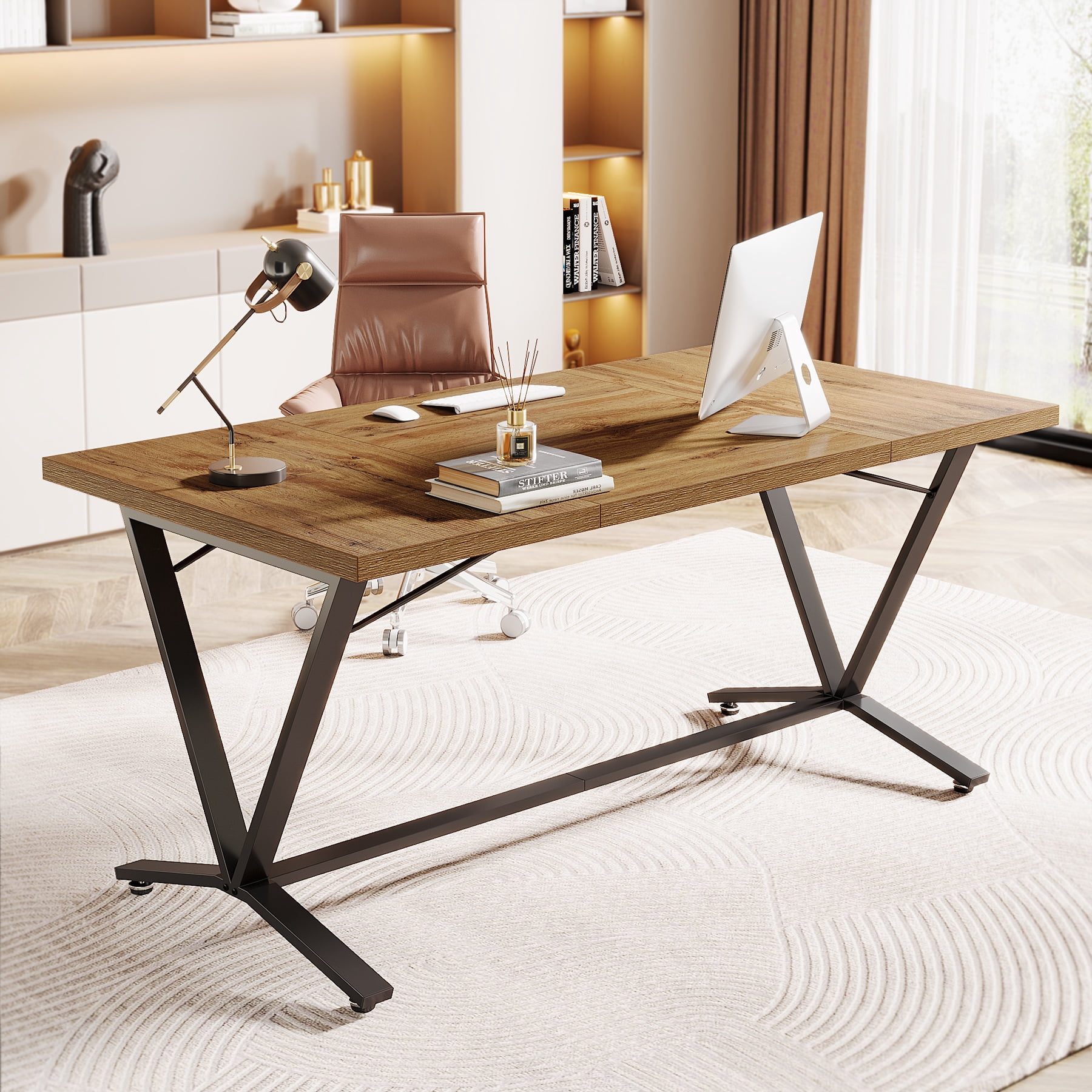 Tribesigns 55" Executive Office Desk, Modern Simple Office Computer ...