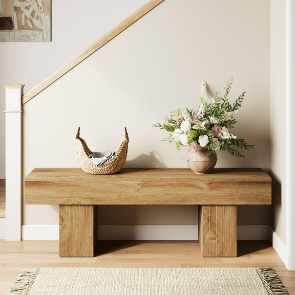 Tribesigns 55 Farmhouse End of Bed Bench, Wood Long Indoor Entryway Bench