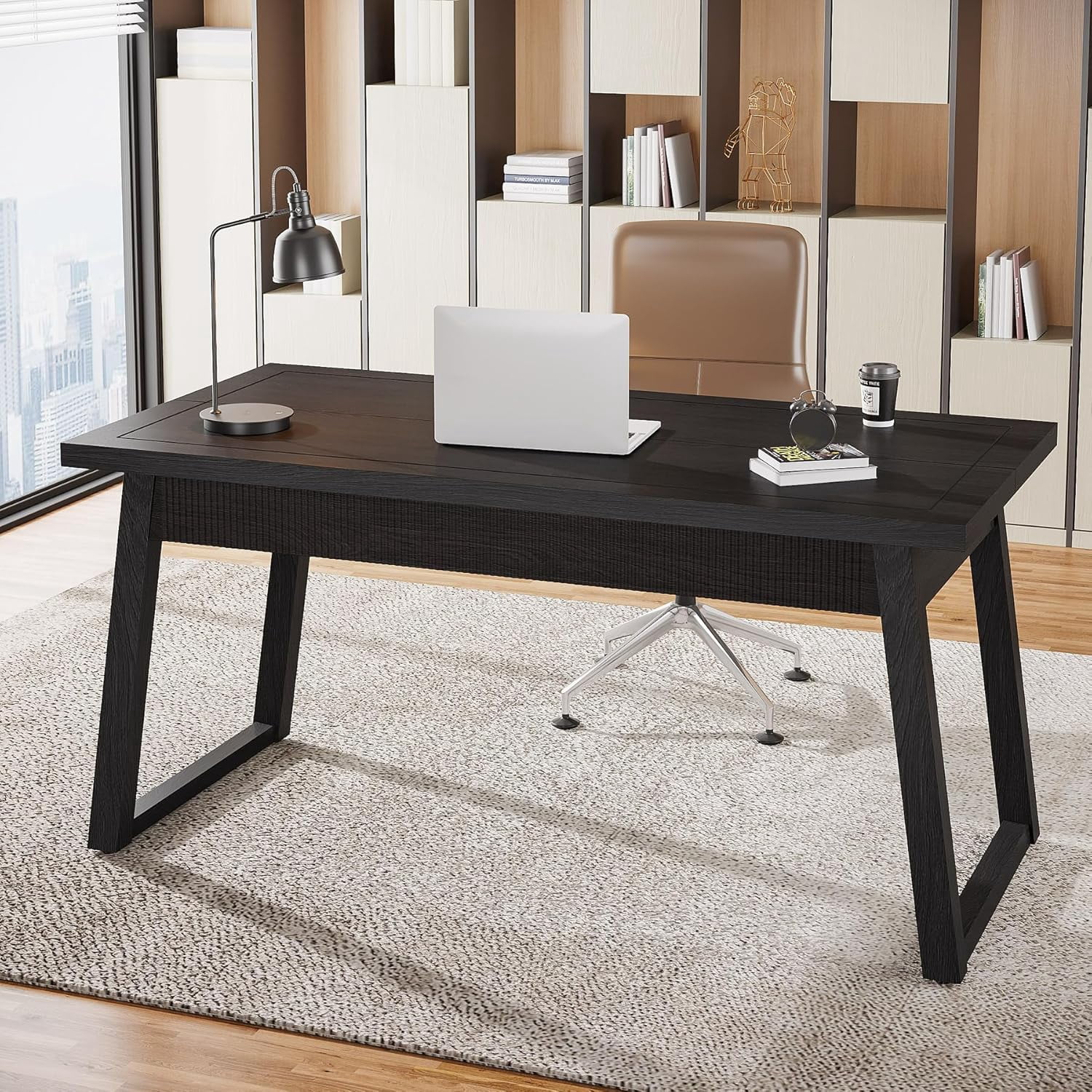 Tribesigns 55" Home Office Executive Desk, Wooden Computer Desk with