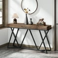 thumbnail image 1 of Tribesigns 55 Inch Console Table, Farmhouse Sofa Table Wood Entryway Table with Unique Metal Base, Behind The Couch Table Foyer Table for Hallway, Living Room, Rustic Brown & Black, 1 of 7